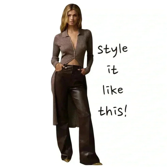 PERUVIAN CONNECTION metallic gray long cardigan duster dress women’s large - Picture 9 of 15